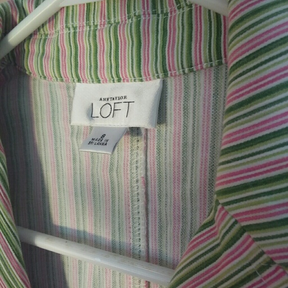 LOFT 8 Pink Green Striped Jacket - Picture 4 of 5